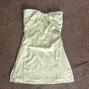Light green princess polly satin strapless dress